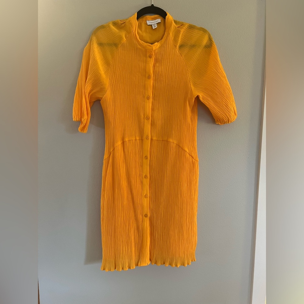 Topshop Mustard Yellow Textured Dress